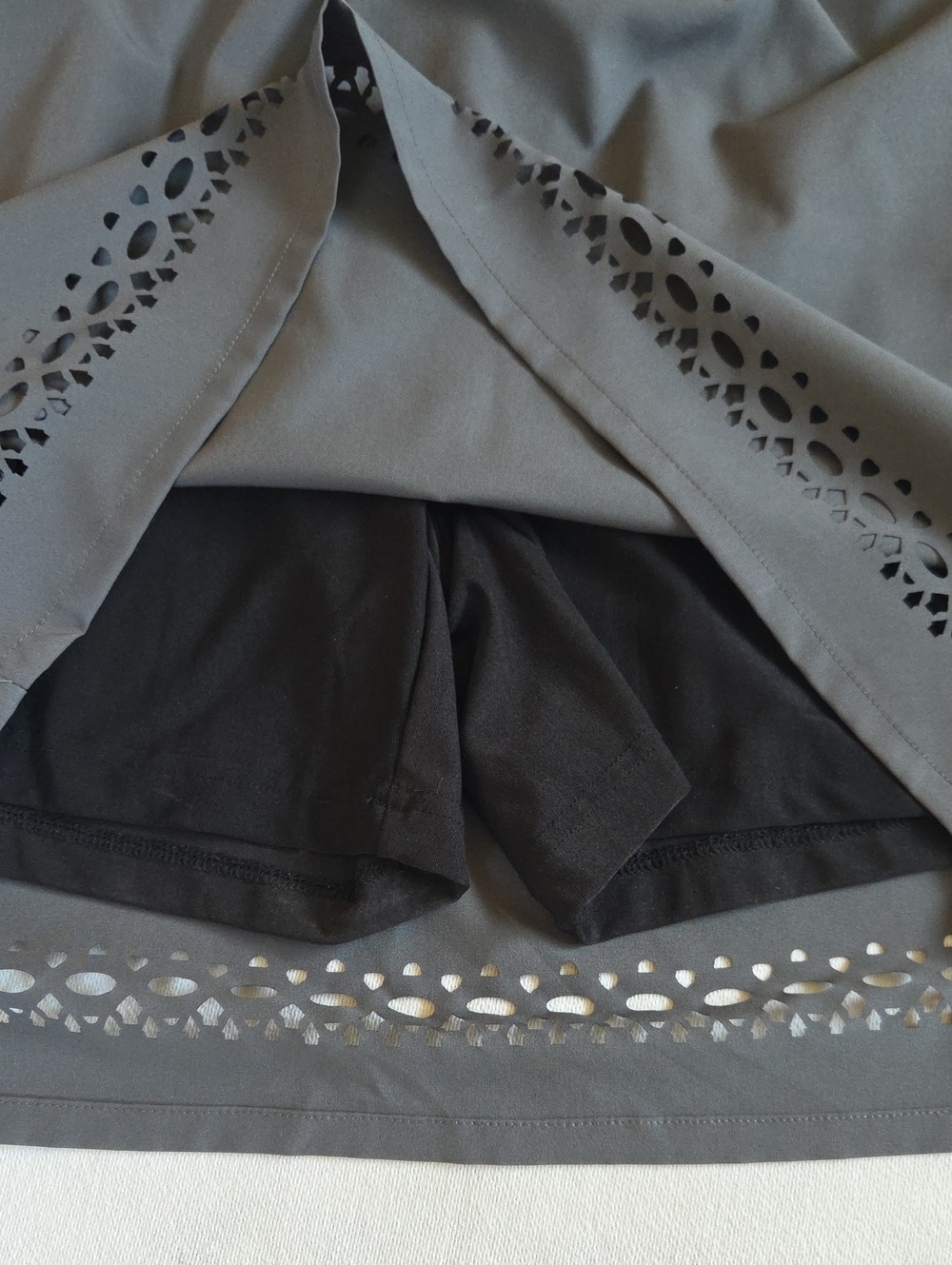 Stillwater Supply Co. Gray Laser-Cut Hem Women's Skorts-Elastic Waist - Picture 5 of 10